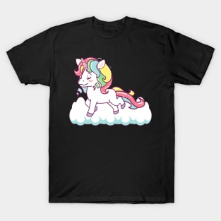 happy unicorn galloping on a cloud T-Shirt